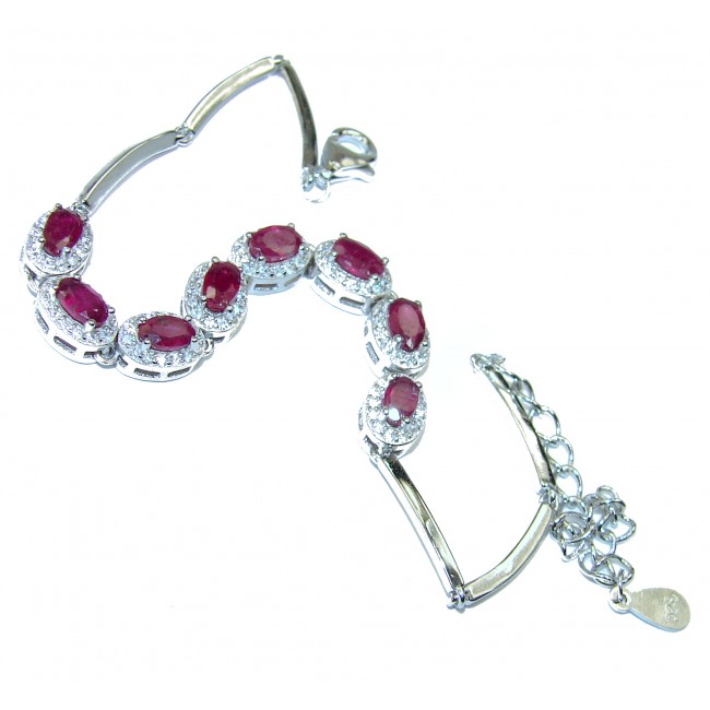Victorian Style Ruby & White Topaz Sterling Silver Bracelet