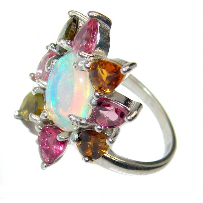 6.5 carat Ethiopian Opal .925 Sterling Silver handcrafted ring size 8 1/4