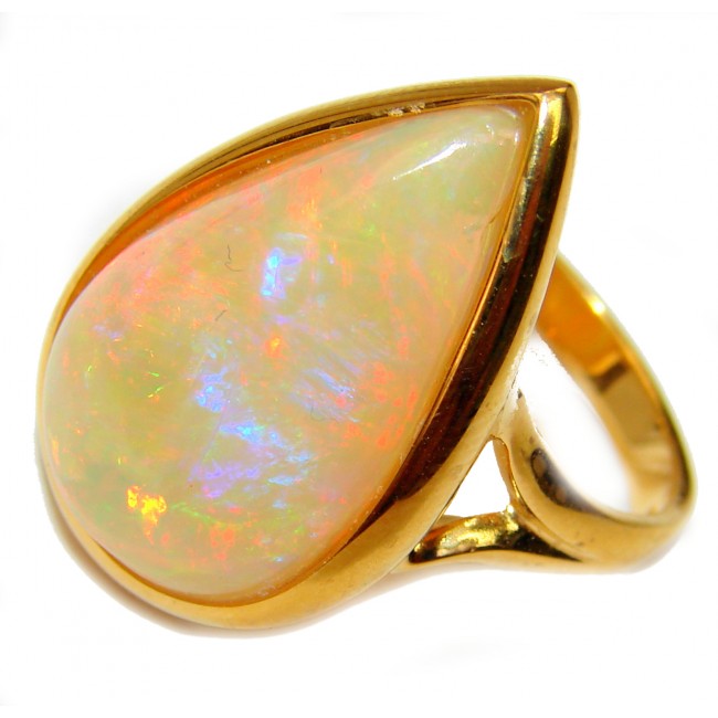 Genuine 22.92 carat Ethiopian Opal 18K Gold over .925 Sterling Silver handmade Ring size 8