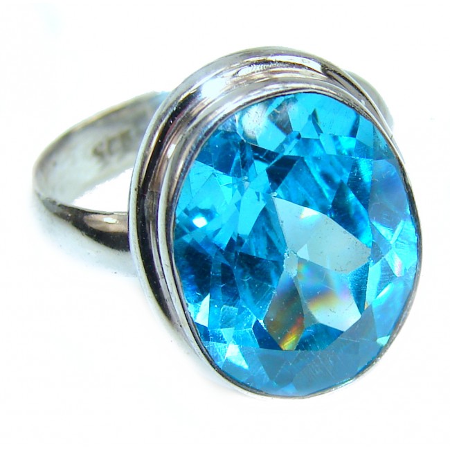 Electric Blue Topaz .925 Sterling Silver handmade Ring size 8