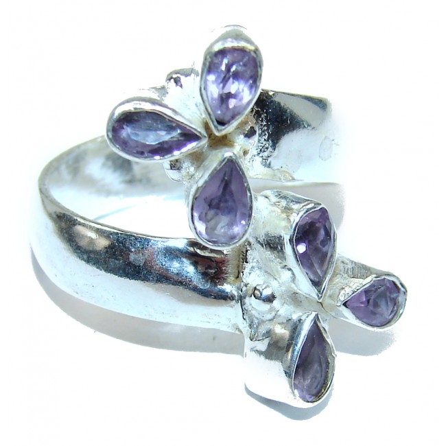 Pink Amethyst .925 Silver handcrafted Ring s. 7 1/4