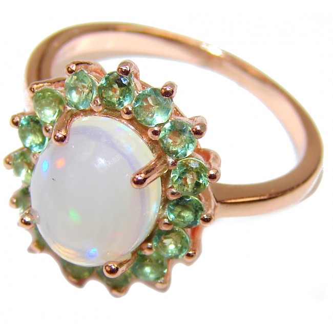 Precious 8.5 carat Ethiopian Opal 18K Gold over .925 Sterling Silver handcrafted ring size 9 1/4
