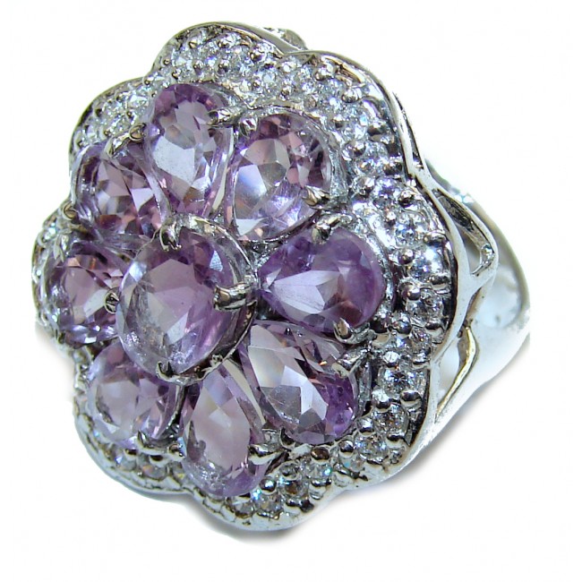 Purple Beauty 15.5 carat authentic Amethyst .925 Sterling Silver Ring size 7 3/4