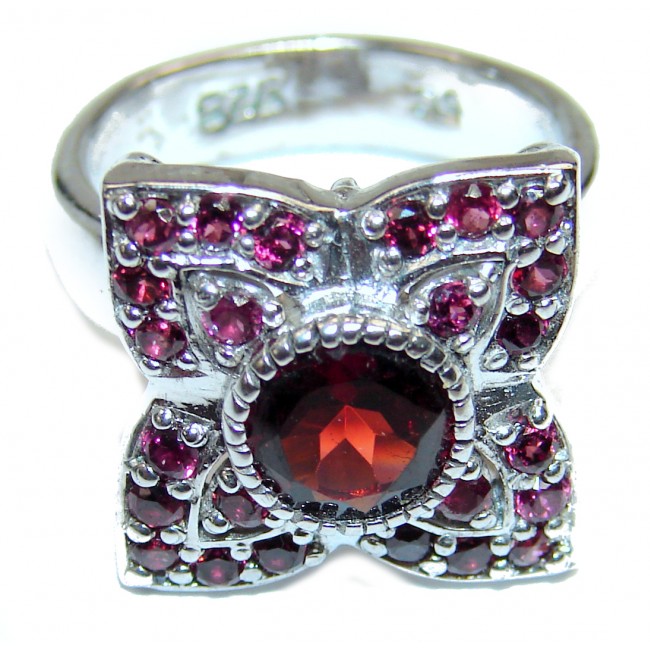Real Beauty Garnet black rhodium over .925 Sterling Silver Ring size 7