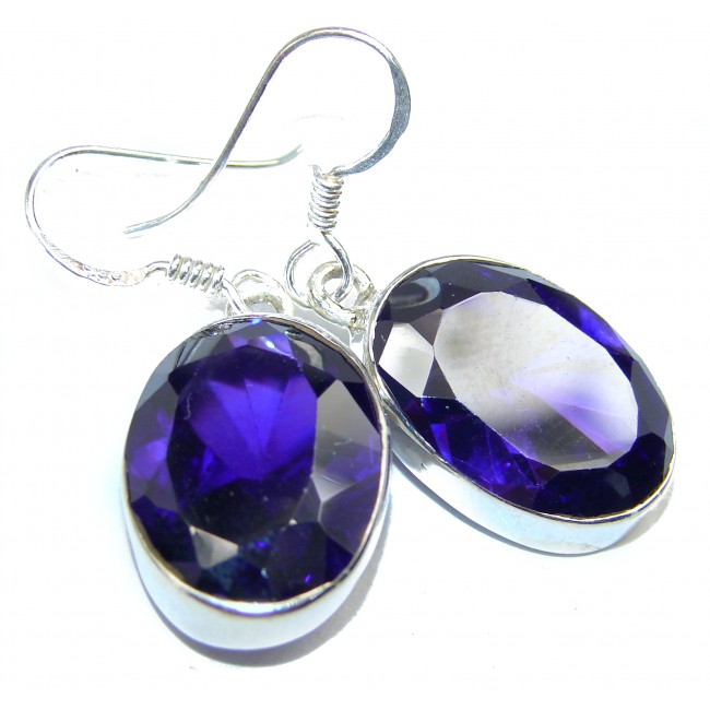 Solid Copper vains in Purple quartz .925 Sterling Silver earrings
