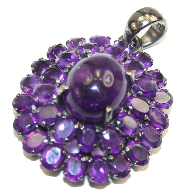 Lilac Mystery spectacular 17.5carat Amethyst black rhodium over .925 Sterling Silver handcrafted pendant