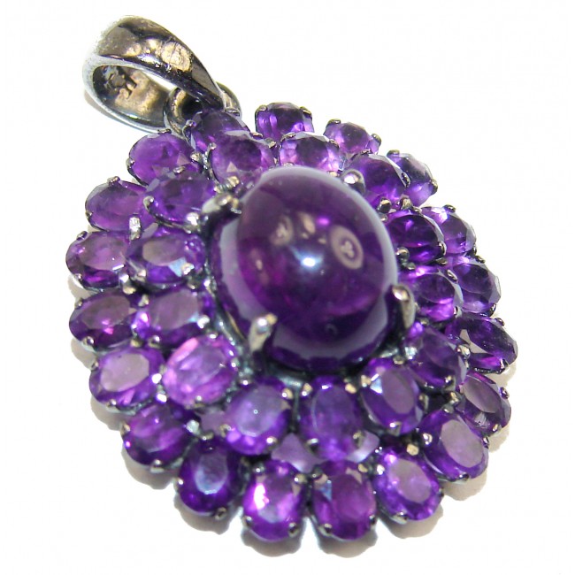 Lilac Mystery spectacular 17.5carat Amethyst black rhodium over .925 Sterling Silver handcrafted pendant