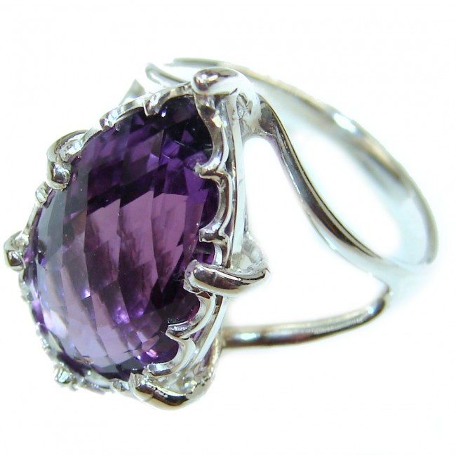 Purple Beauty 15.5 carat authentic Amethyst .925 Sterling Silver Ring size 9