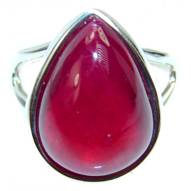 Great quality unique Ruby 18K white Gold over .925 Sterling Silver handcrafted Ring size 9