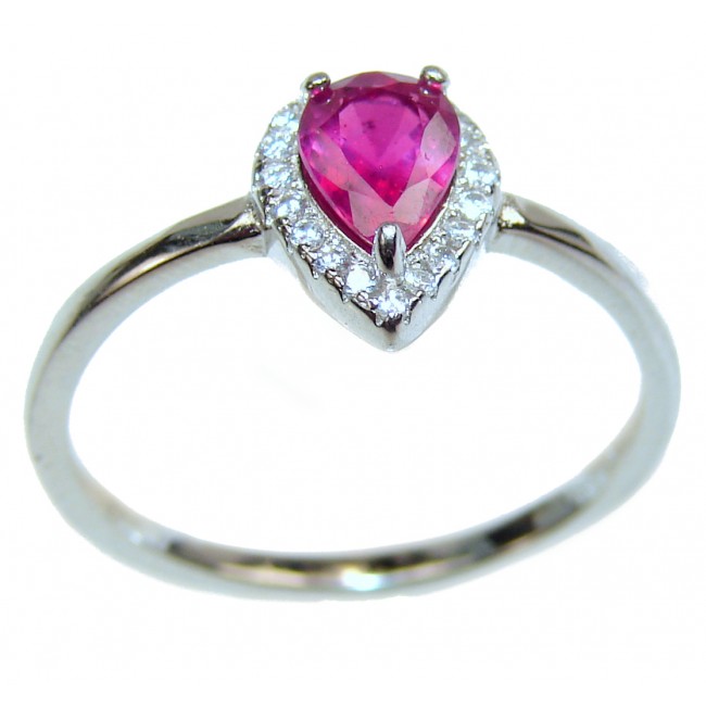 Genuine Ruby .925 Sterling Silver handcrafted Ring size 9