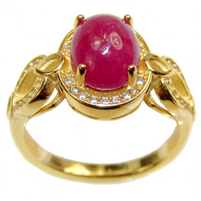 Great quality unique Ruby 14K Gold over .925 Sterling Silver handcrafted Ring size 6 1/4