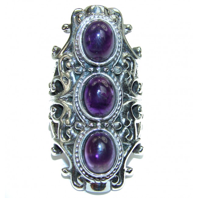 Purple Beauty 15.5 carat authentic Amethyst .925 Sterling Silver Ring size 7 1/4