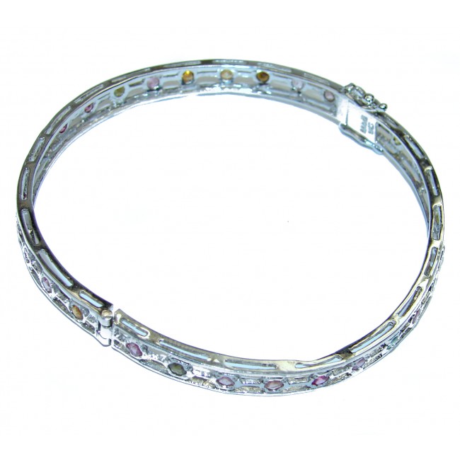 Glorious Natural Sapphire .925 Sterling Silver Bangle bracelet