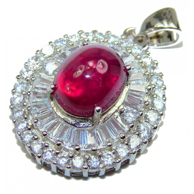 Precious Treasure Genuine Kasmir Ruby .925 Sterling Silver handmade Pendant - Brooch
