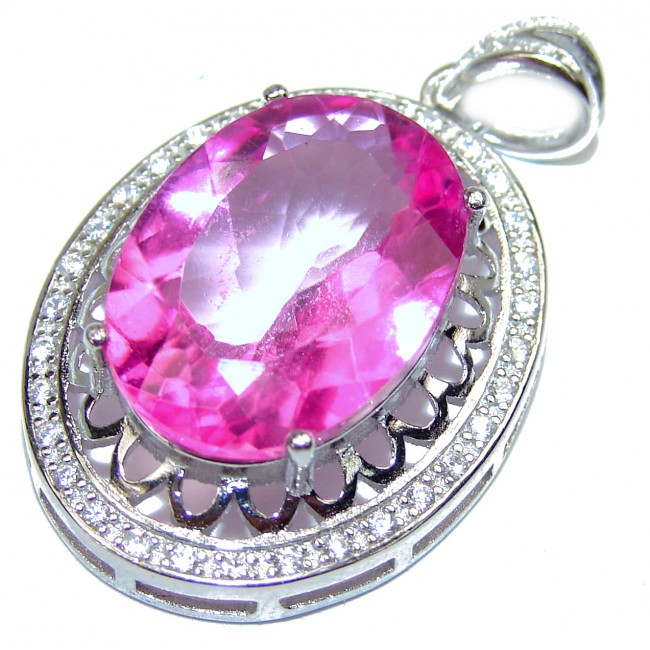 Genuine Pink Fire Topaz .925 Sterling Silver handcrafted pendant