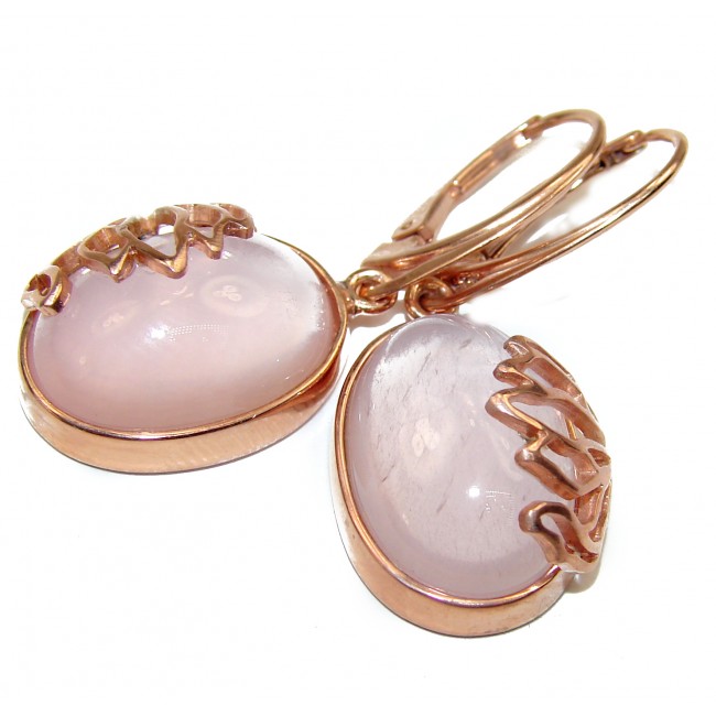 Juicy Authentic Rose Quartz 18K Gold over .925 Sterling Silver handcrafted earrings