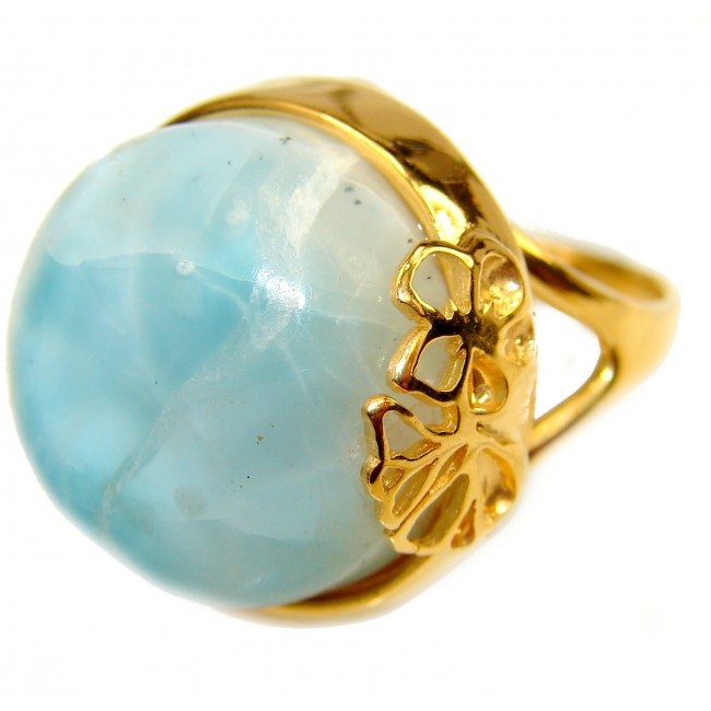 24.6 carat Larimar 18K Gold over .925 Sterling Silver handcrafted Ring s. 8