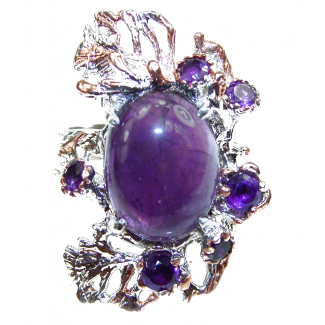 FLORAL DESIGN Authentic Amethyst .925 Sterling Silver Ring size 7 3/4