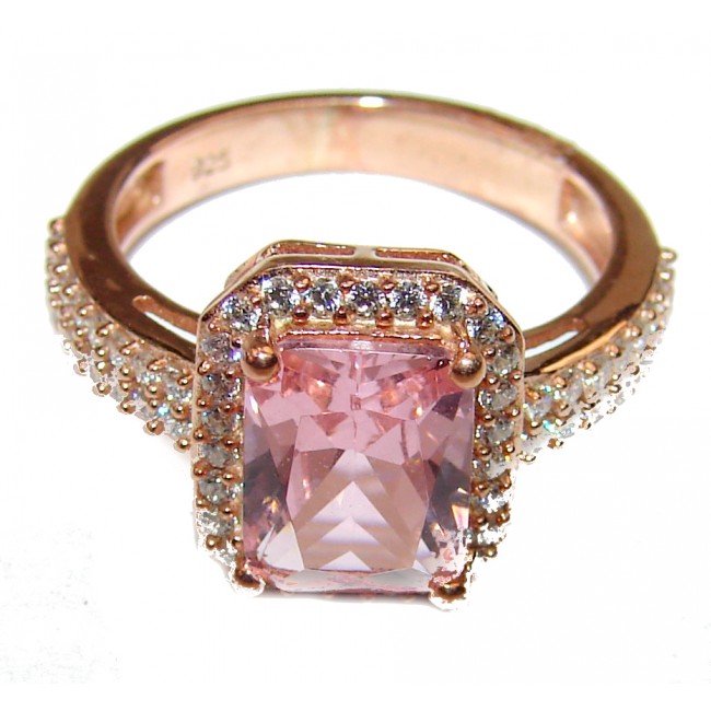 Exceptional Morganite 14K Rose Gold over .925 Sterling Silver handcrafted ring s. 6
