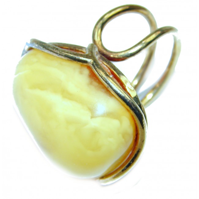 Authentic rare Butterscotch Baltic Amber .925 Sterling Silver handcrafted ring; s. 8 adjustable