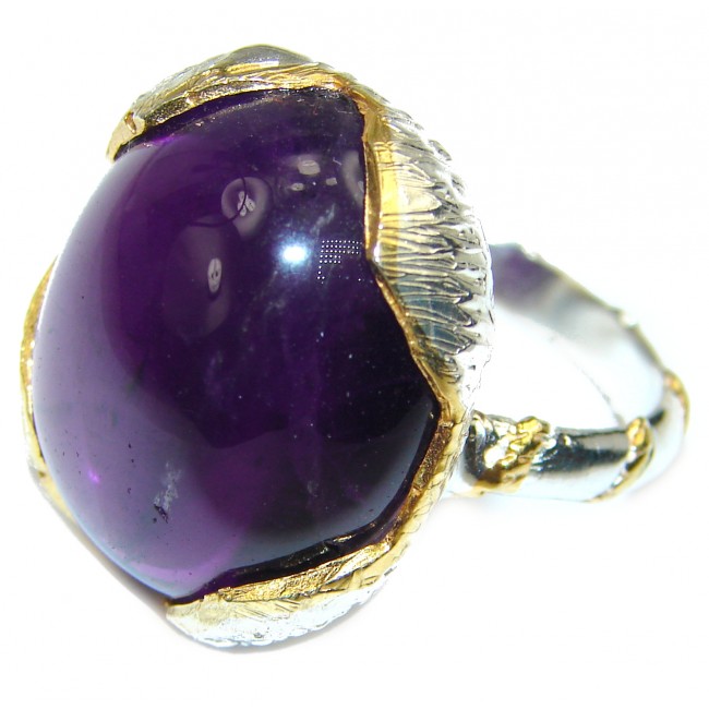 Vintage Beauty Amethyst Gold over .925 Sterling Silver handcrafted ring size 8 1/4