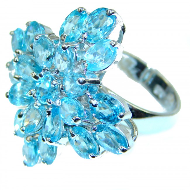 Winter Queen Swiss Blue Topaz .925 Sterling Silver handmade Ring size 7 1/2