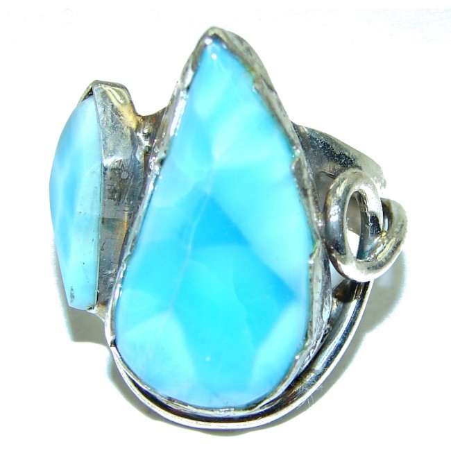Pure Perfection 85.5 carat Larimar .925 Sterling Silver handcrafted Ring s. 7