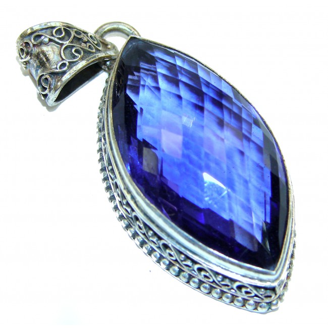 Magical Electric Blue Topaz .925 Sterling Silver handcrafted Pendant