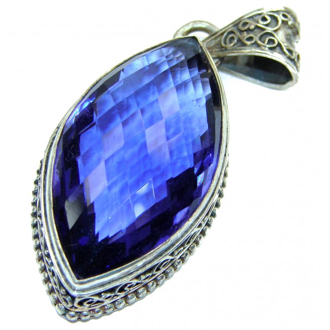 Magical Electric Blue Topaz .925 Sterling Silver handcrafted Pendant