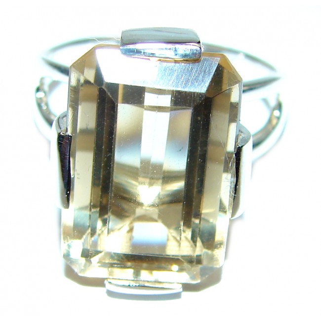 Royal Design 28ct Lemon Topaz .925 Sterling Silver handmade ring size 8 3/4