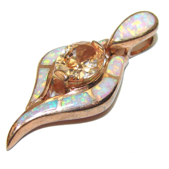 Oval cut 18.5 carat Genuine Golden Quartz .925 Sterling Silver handcrafted pendant