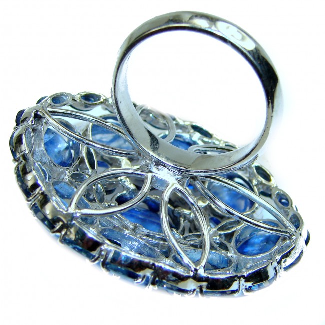 Huge Electric Blue African Kyanite .925 Sterling Silver handmade Ring size 8