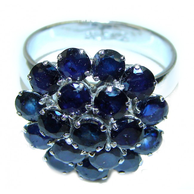 Incredible 10.85 carat authentic Sapphire .925 Sterling Silver handmade large Ring size 9