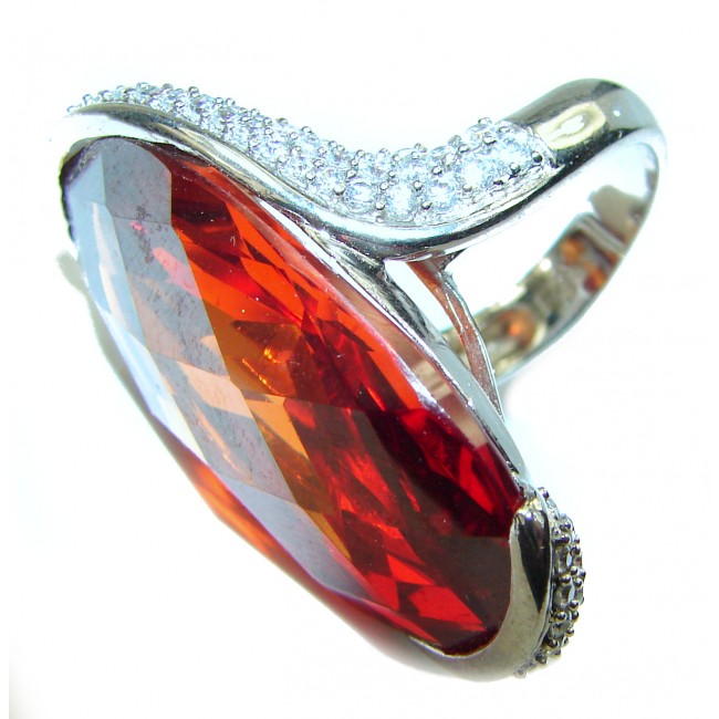 Large Best quality Golden Topaz .925 Sterling Silver handcrafted Ring Size 6