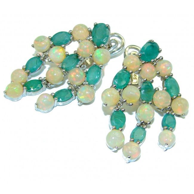 Authentic Ethiopian Ethiopian Opal .925 Sterling Silver handcrafted statement earrings