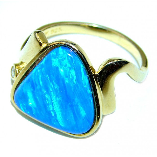 Superior quality Doublet Opal 14K Gold over .925 Sterling Silver handcrafted Ring size 7 1/4
