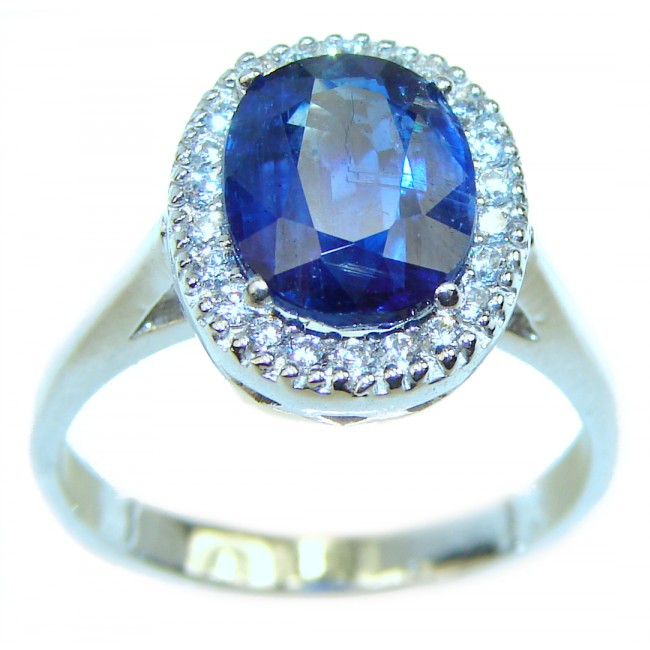 Blue Treasure 5.5 carat authentic Sapphire .925 Sterling Silver Statement Ring size 8 1/2